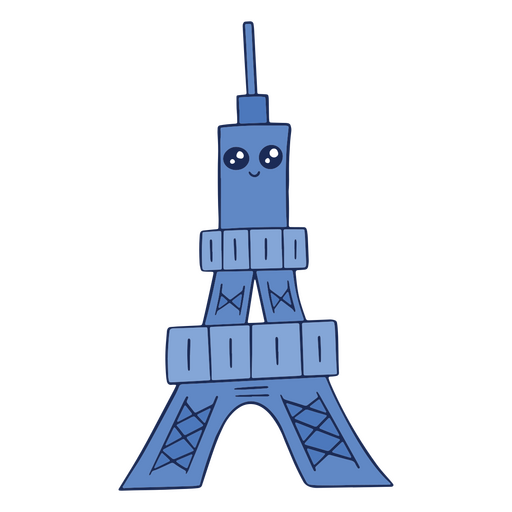 Cartoon eiffel tower with eyes on it PNG Design