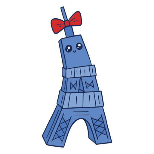 Cartoon eiffel tower with a bow on it PNG Design