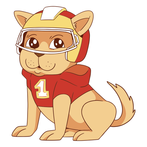 Cartoon dog in a football uniform PNG Design