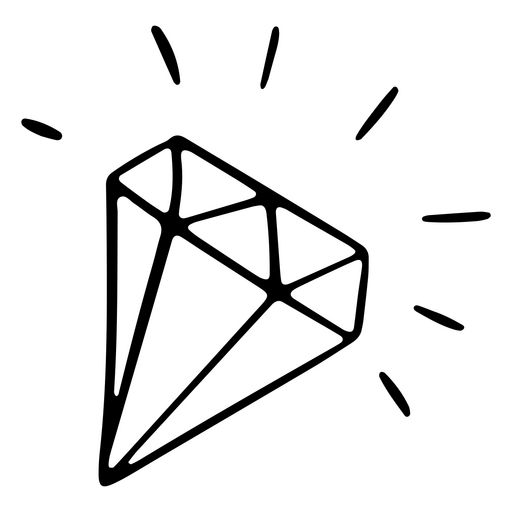 Ilustração estilizada de diamante com detalhes radiantes Desenho PNG