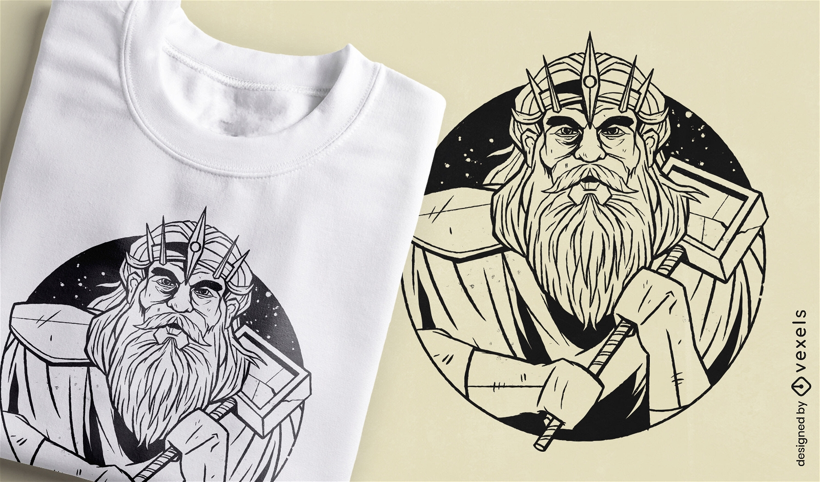 Diseño de camiseta de dios nórdico del trueno de Thor