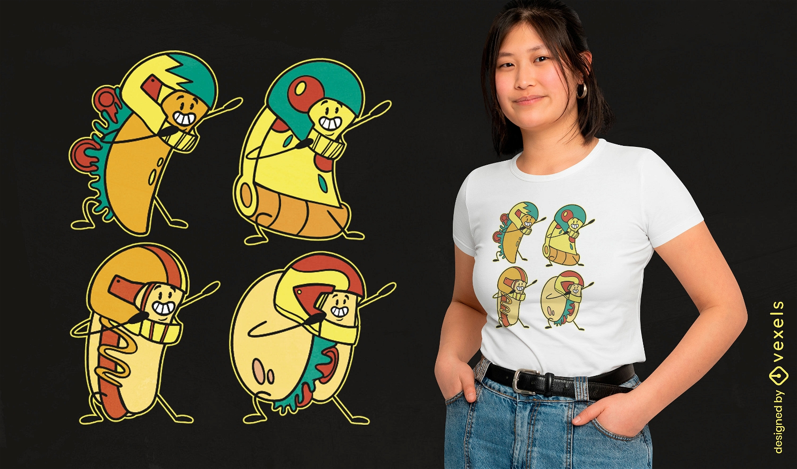 Design de camiseta de comida de desenho animado