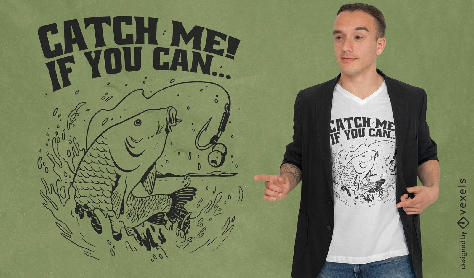 Carp fish sea animal t-shirt design