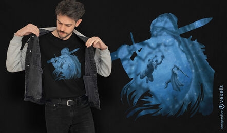 Warrior in a sword fight t-shirt design