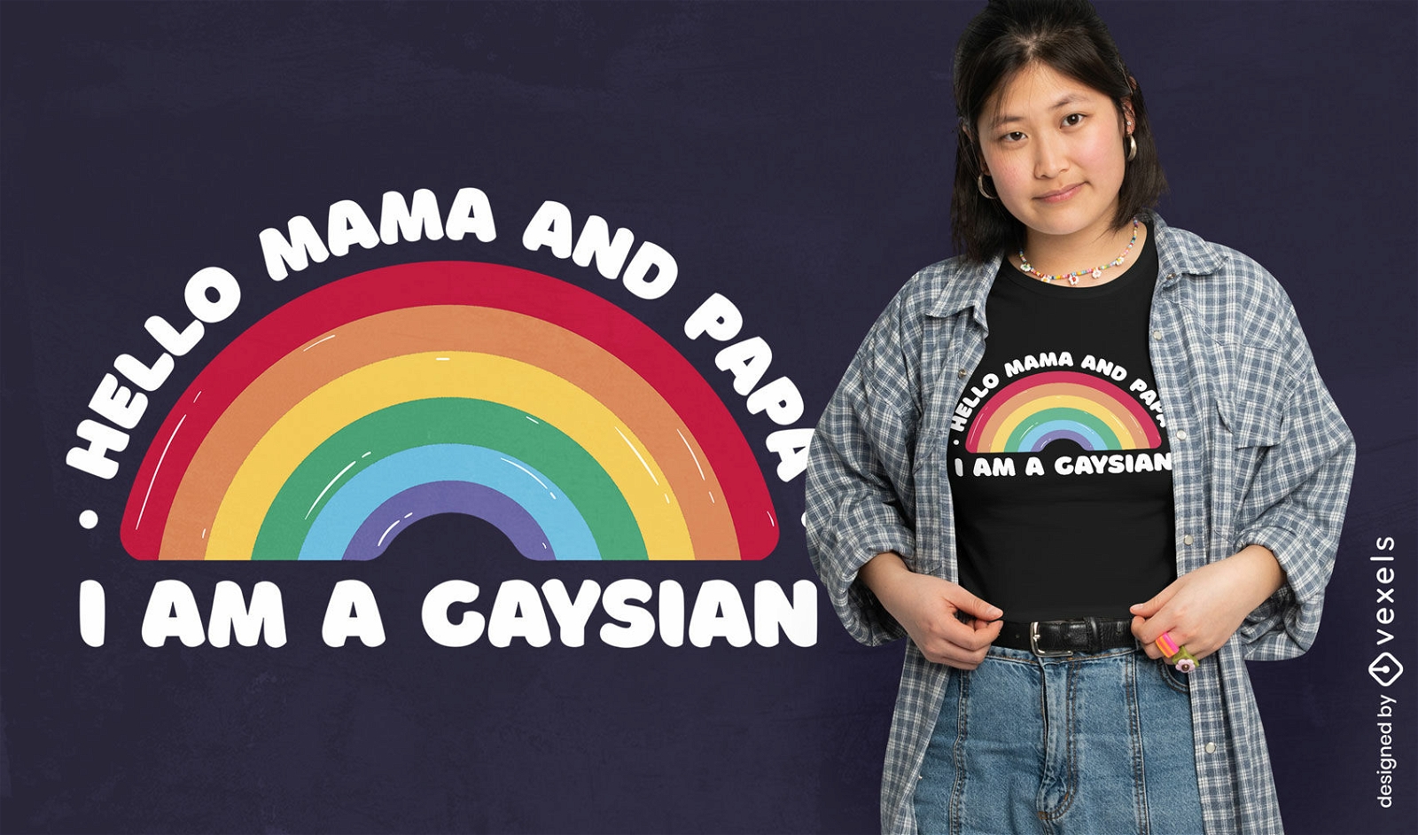 Design de camiseta com arco-?ris LGBTQ asi?tico