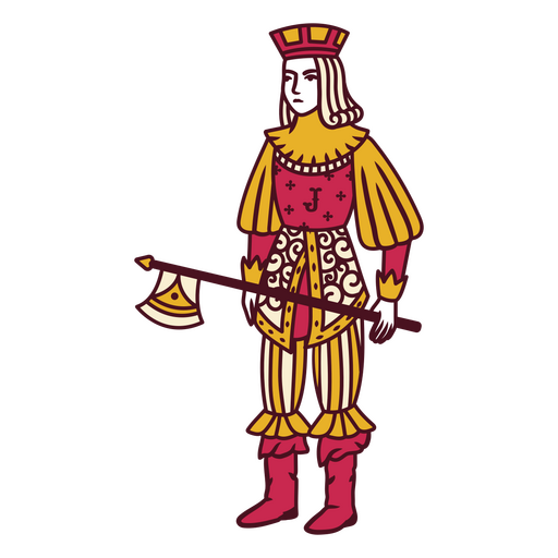 Cartoon illustration of a king holding a sword PNG Design