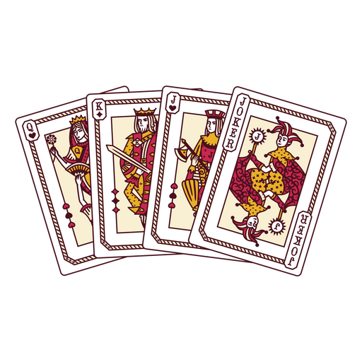 Four playing cards PNG Design