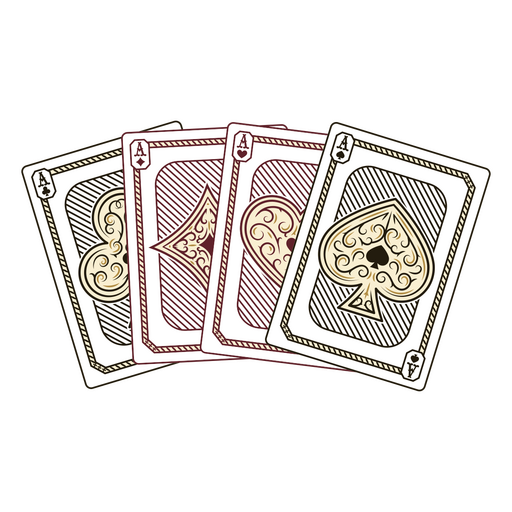 Four playing cards aces PNG Design