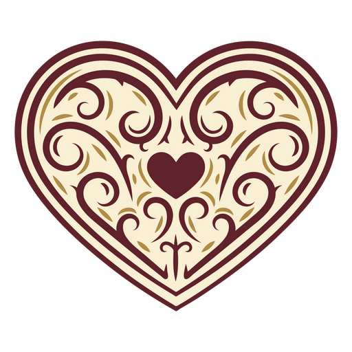 Design ornamentado em forma de coração Desenho PNG