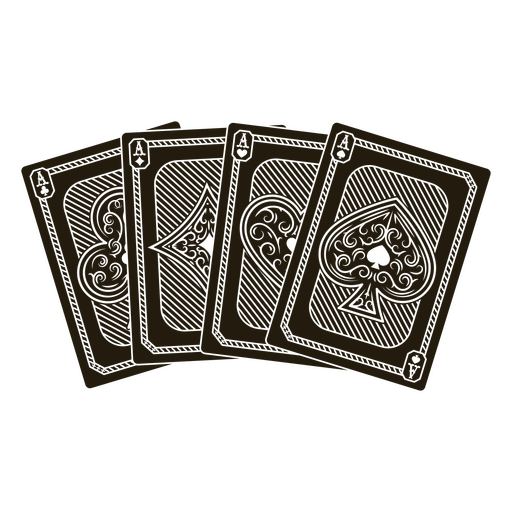 Elegante diseño de naipes con ases ornamentados. Diseño PNG