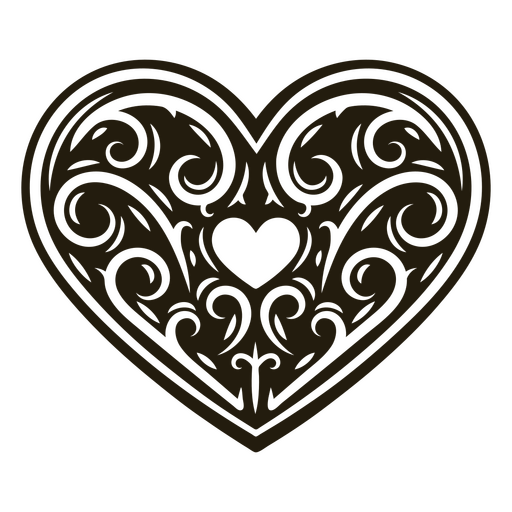 Elegante diseño de corazón de filigrana Diseño PNG