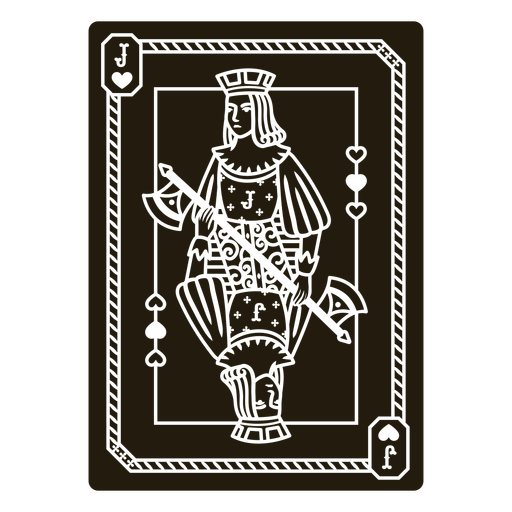 Black and white image medieval playing card PNG Design