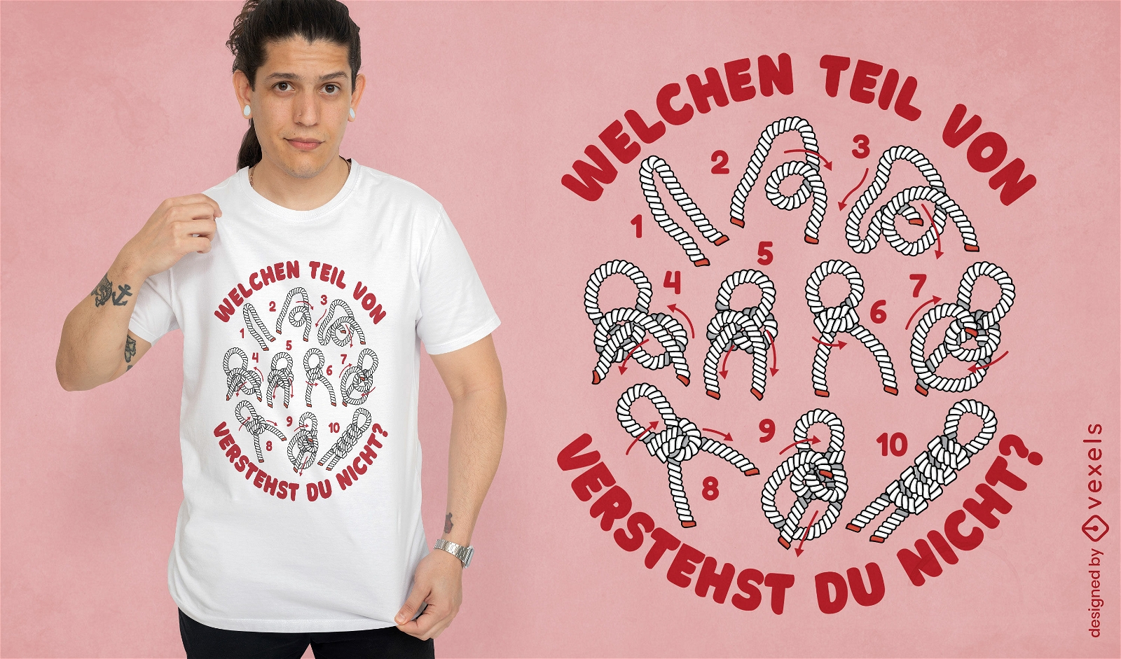 Design de camiseta tutorial alem?o de n?s de corda