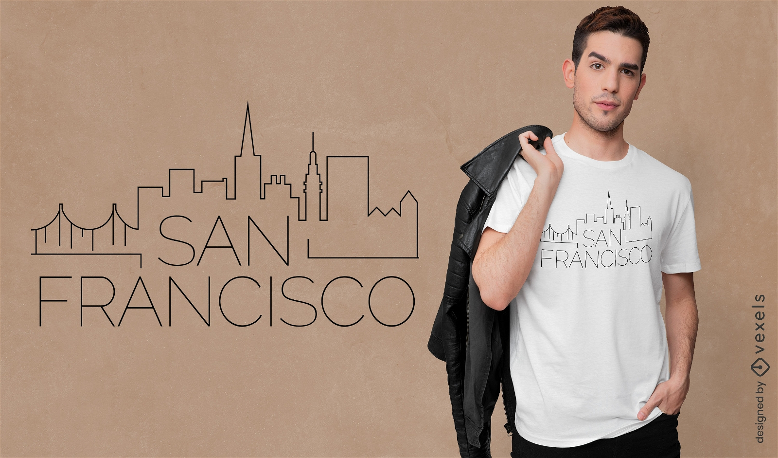 Dise?o de camiseta de horizonte de trazo de San Francisco