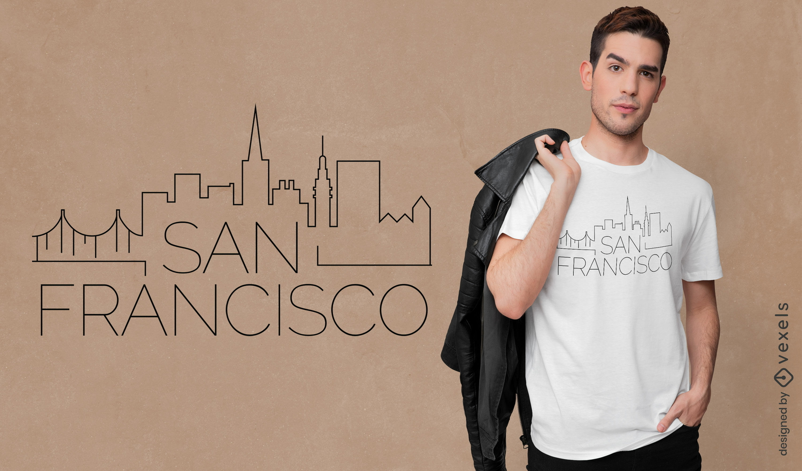 Diseño de camiseta de horizonte de trazo de San Francisco