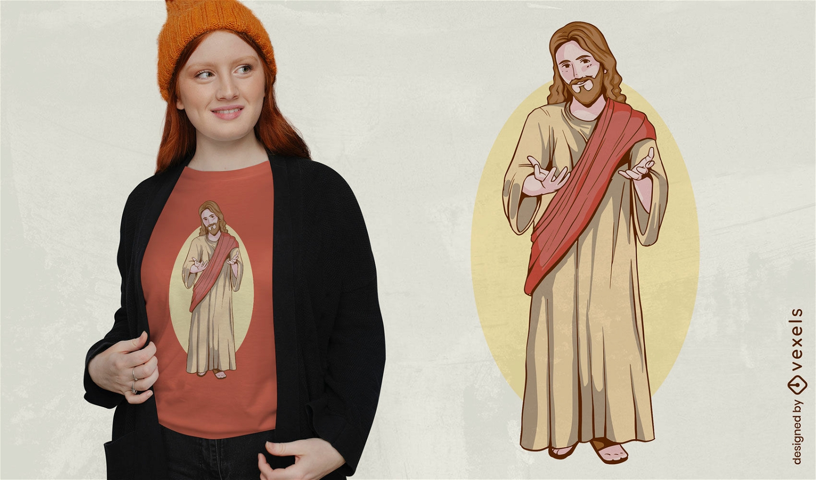 Jesus begr??t T-Shirt-Design