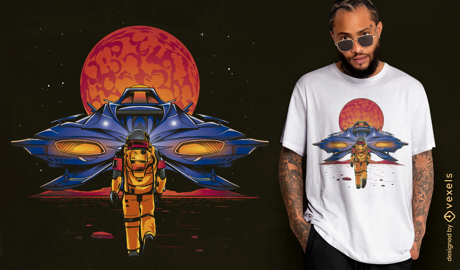 Sci-fi spaceship t-shirt design 