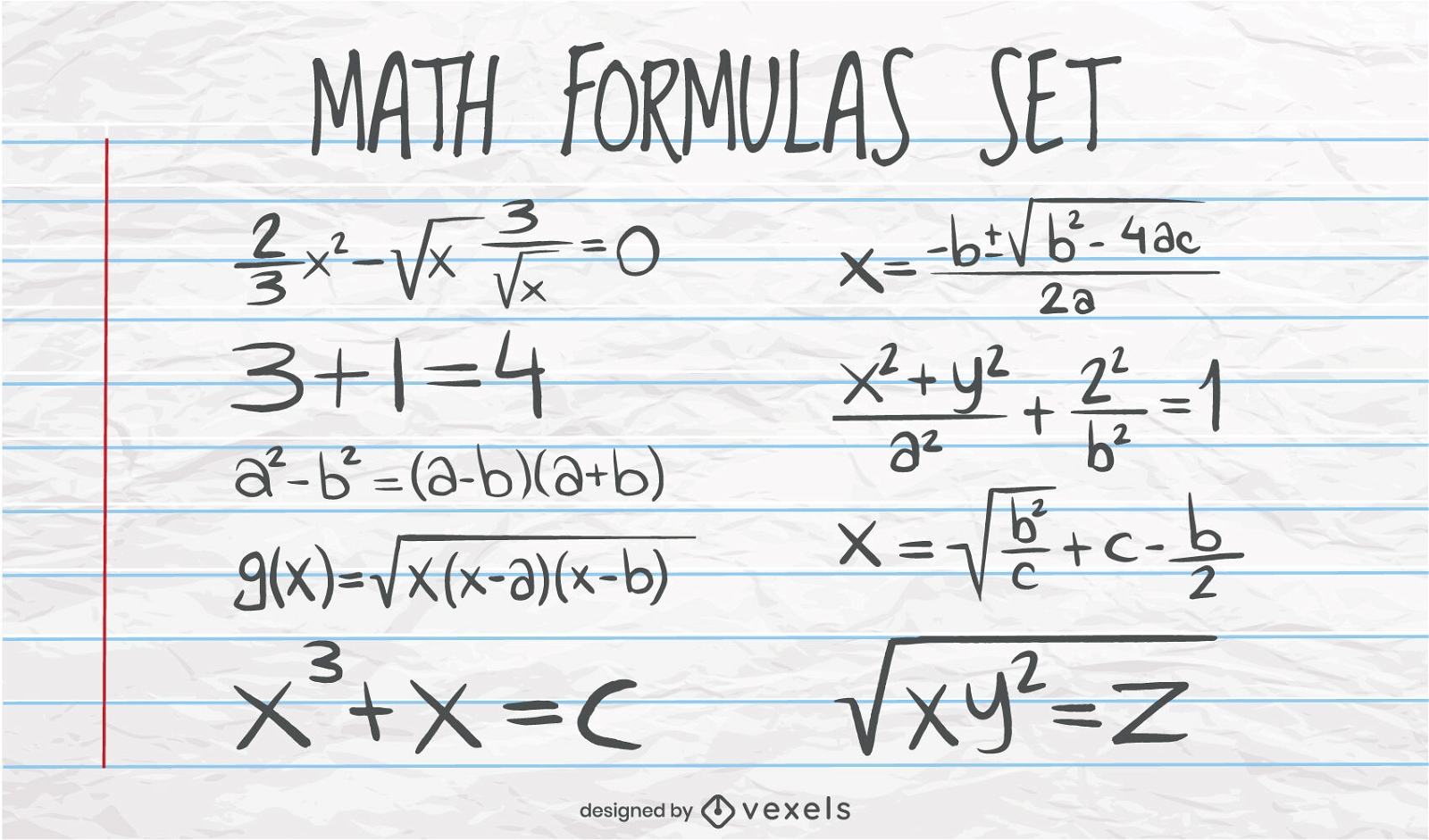 Conjunto de fórmulas matemáticas