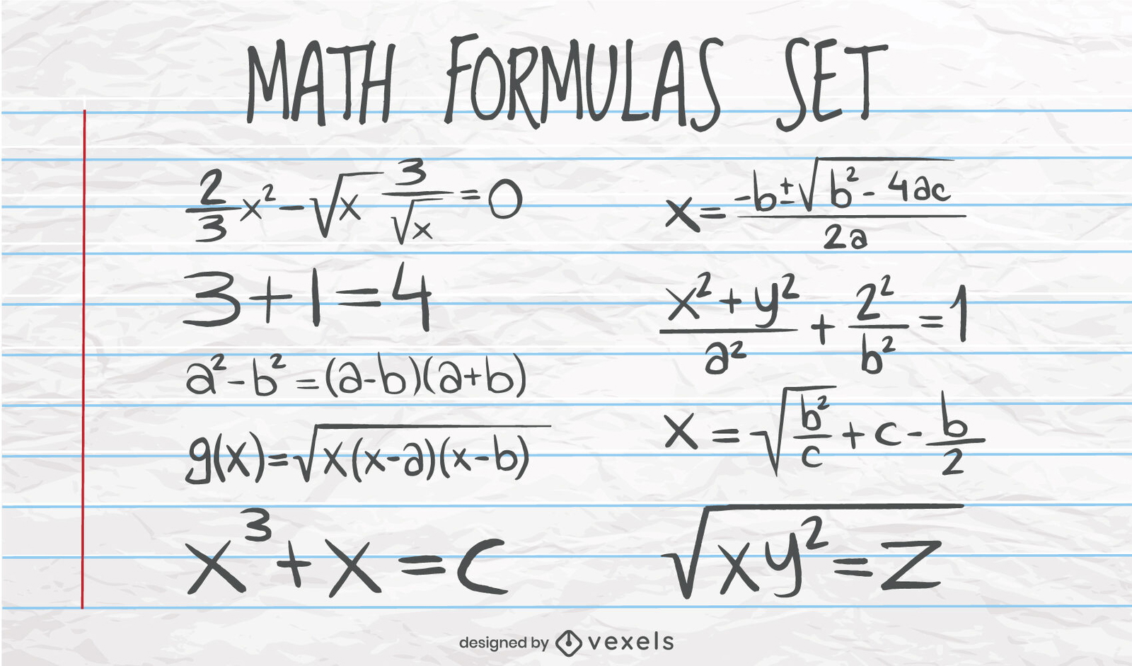 Conjunto de fórmulas matemáticas