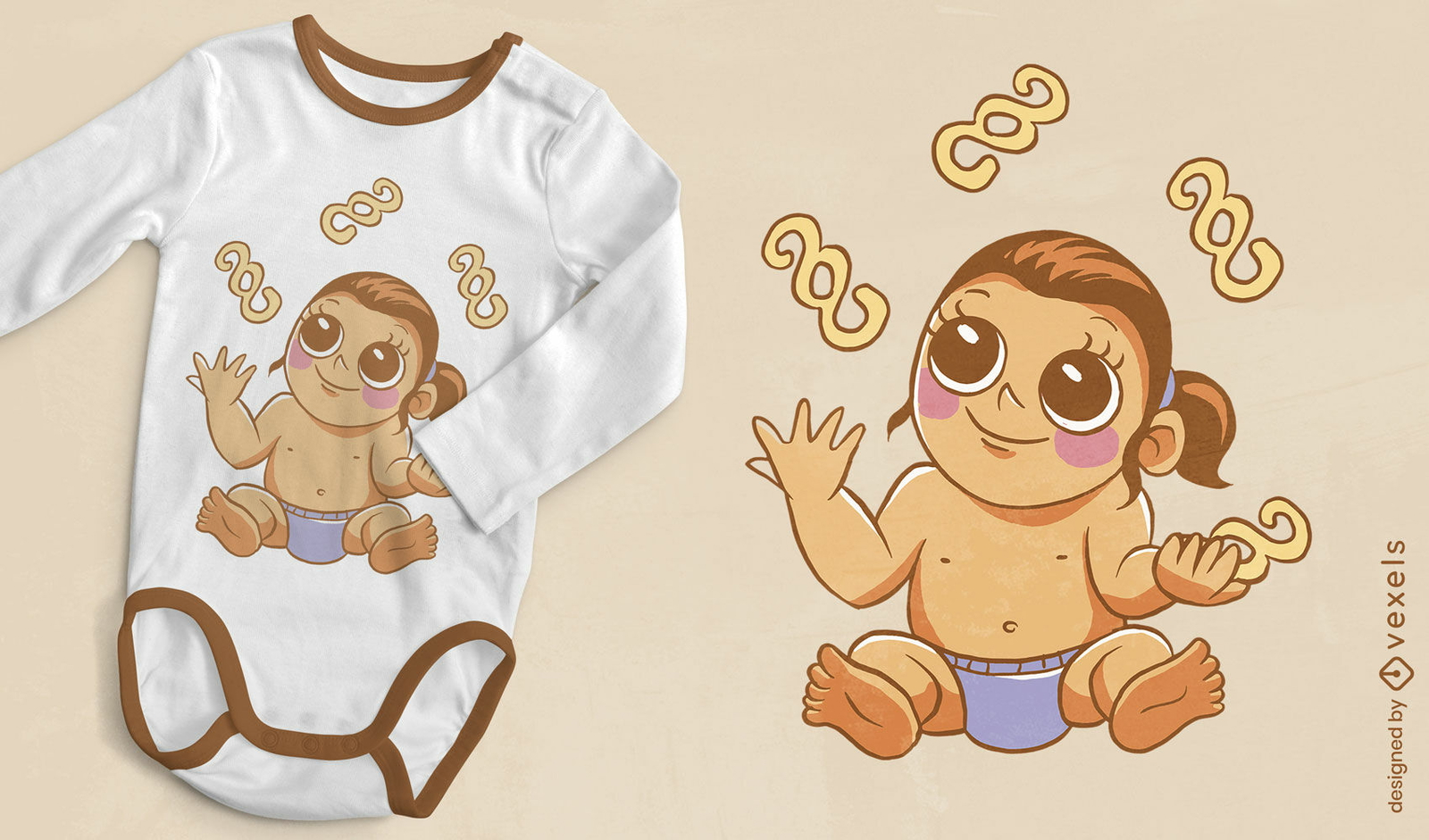 Babymädchen, das mit Absatzzeichen-T-Shirt Design jongliert