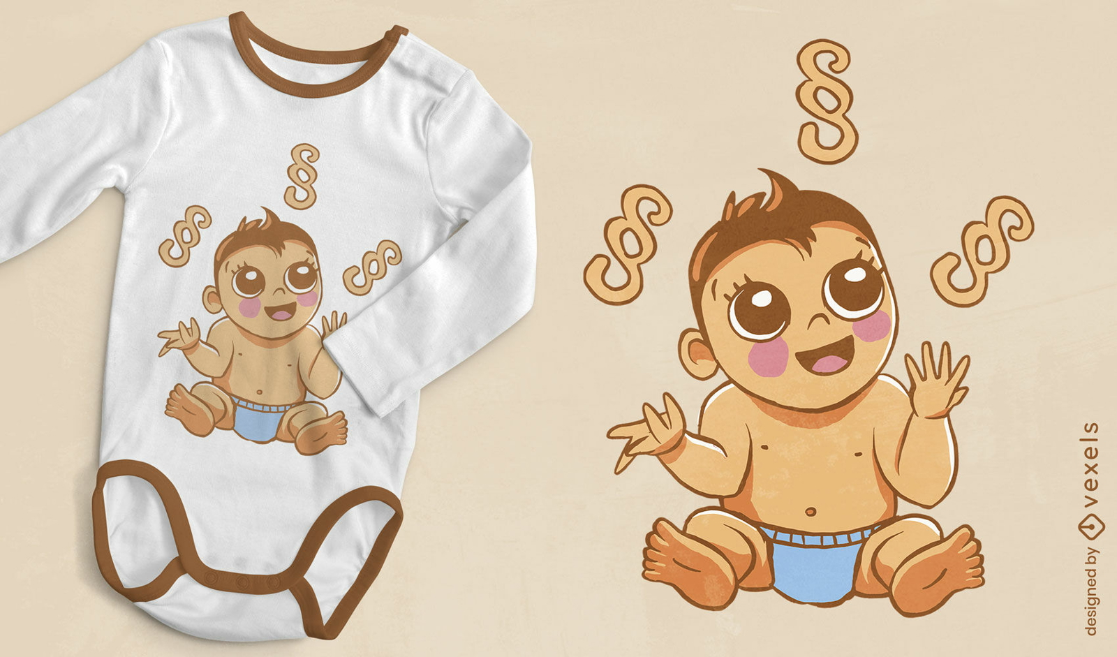 Baby boy juggling with paragraph signs t-shirt design