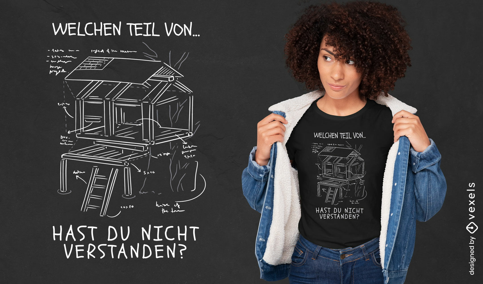 Design de camiseta com instruções de construção de casas