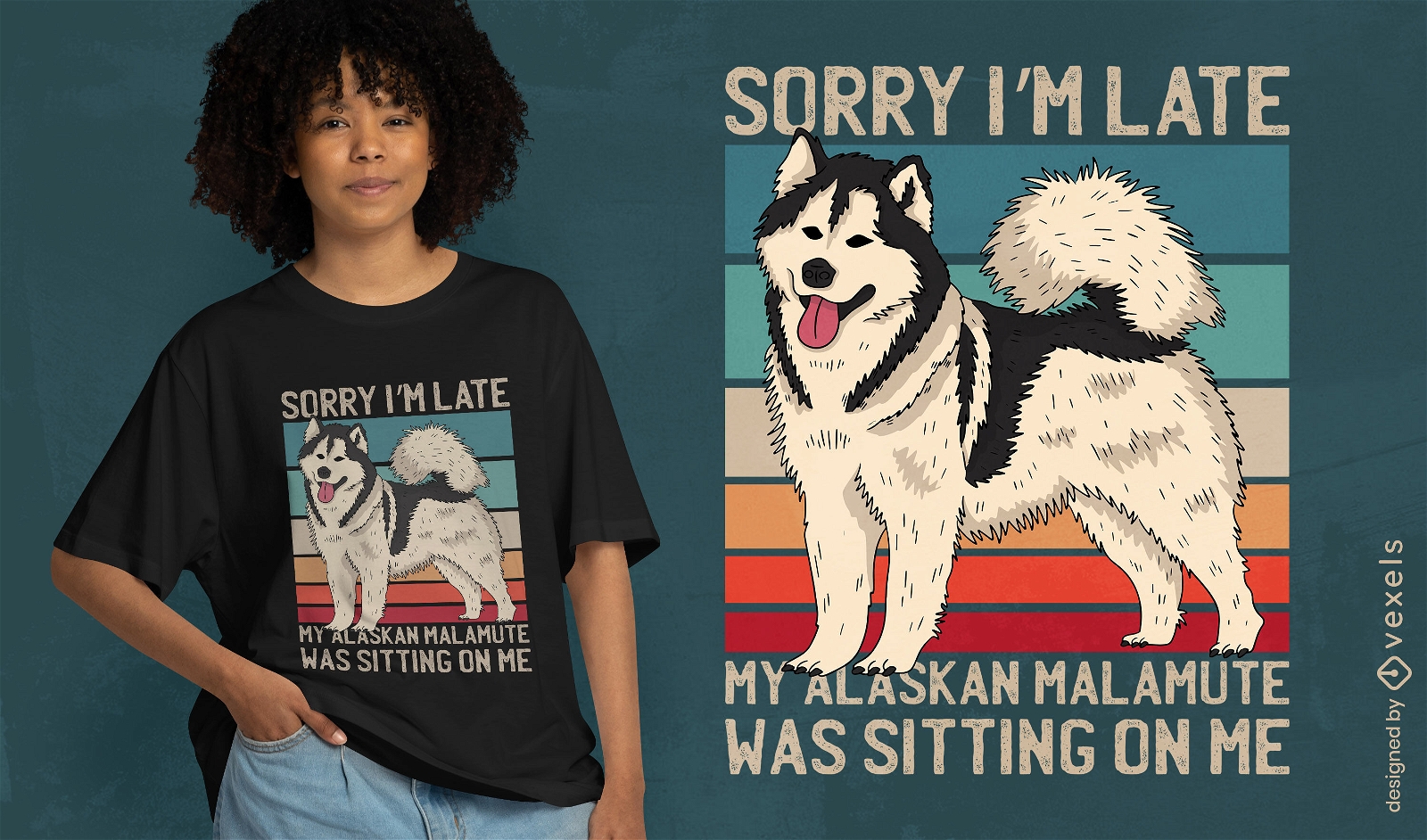 Design de camiseta com citação engraçada de cachorro malamute do Alasca