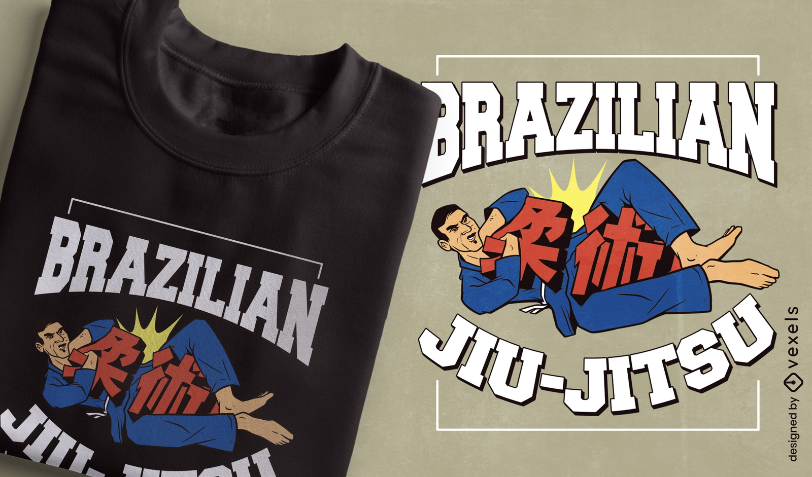 Diseño de camiseta de jiu-jitsu brasileño.