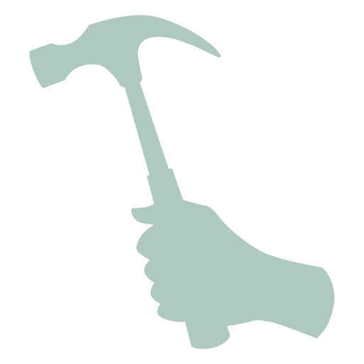 Silhouette of a hand holding a hammer PNG Design
