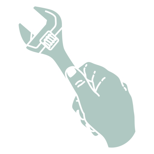 Hand hält einen Schraubenschlüssel PNG-Design