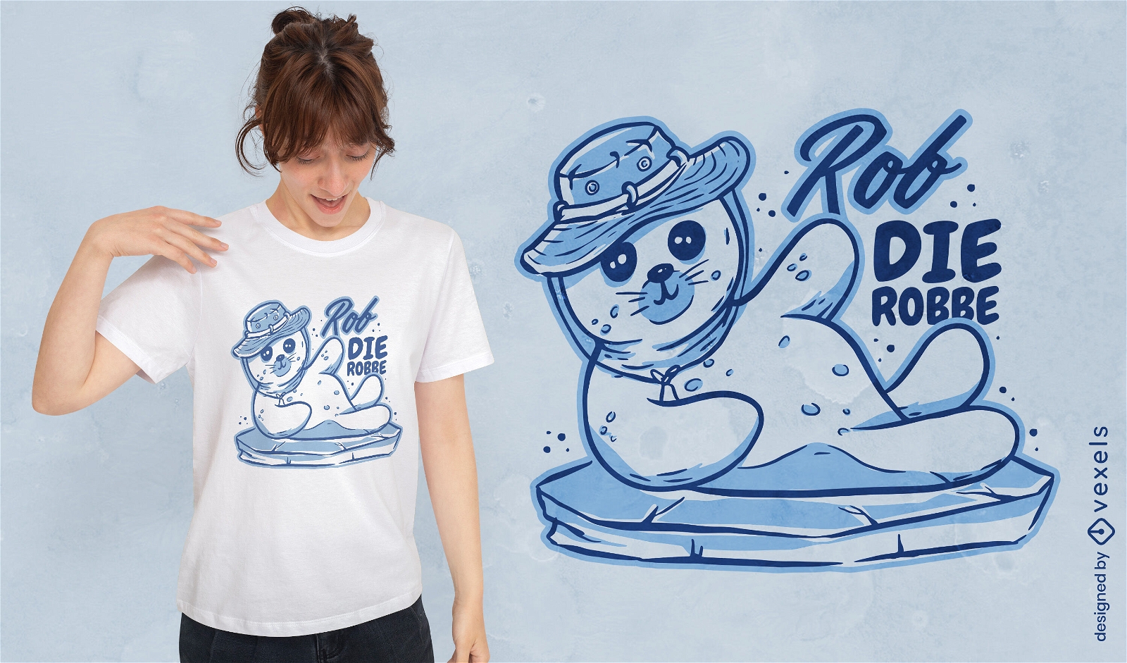Design de camiseta de foca de pescador