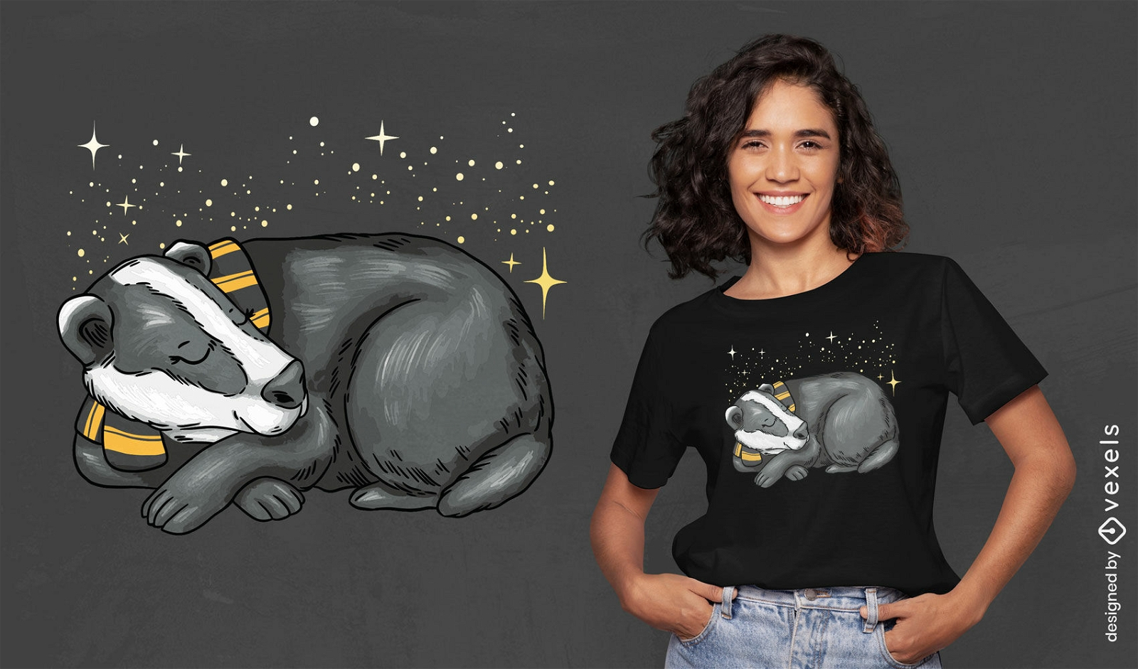 Sleeping badger t-shirt design