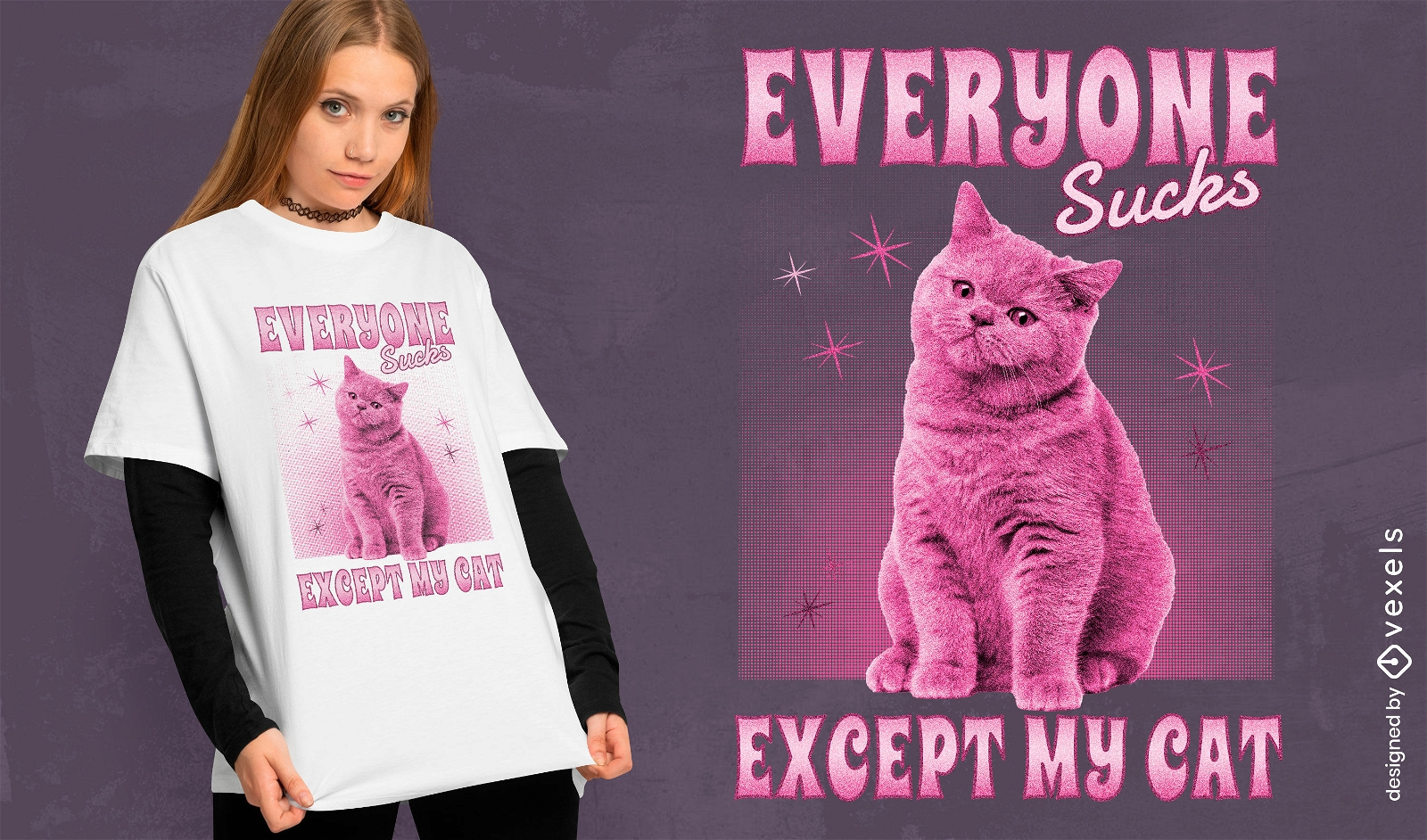 Rosa Katze Anima entzückendes T-Shirt PSD