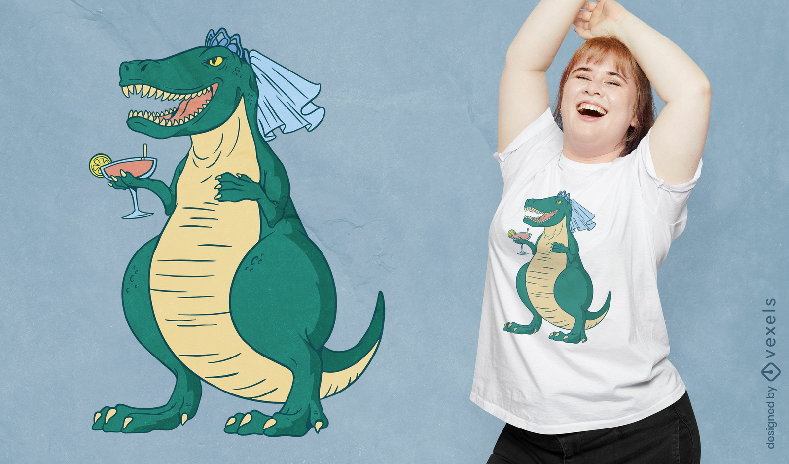 Diseño de camiseta de novia t-rex