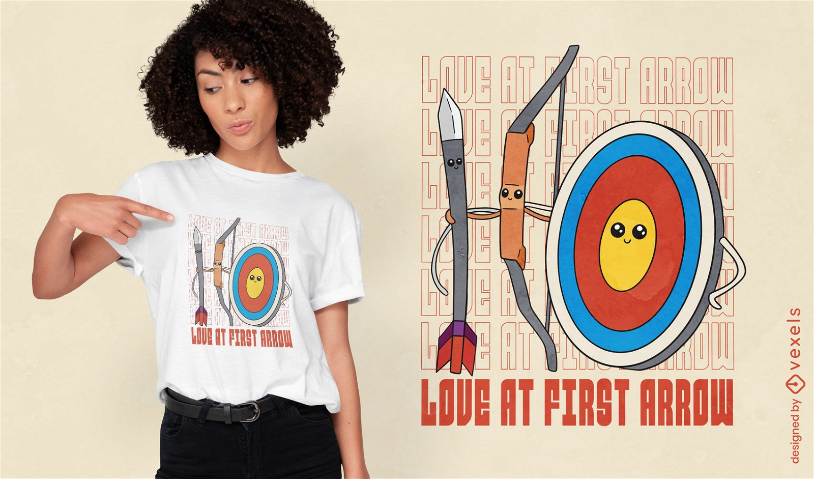 Lindo diseño de camiseta de amor de tiro con arco