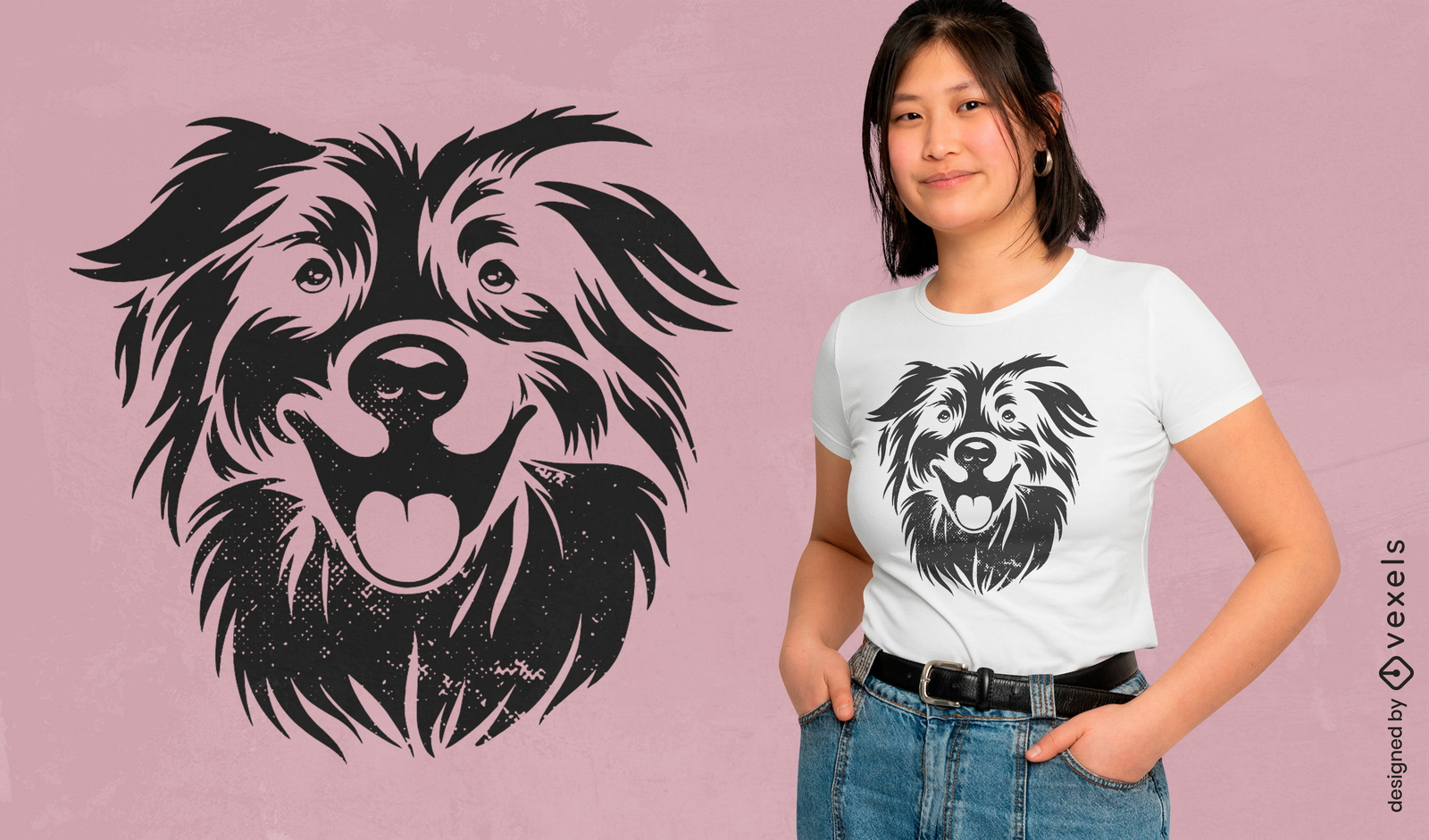 Diseño de camiseta de perro lindo pastor australiano