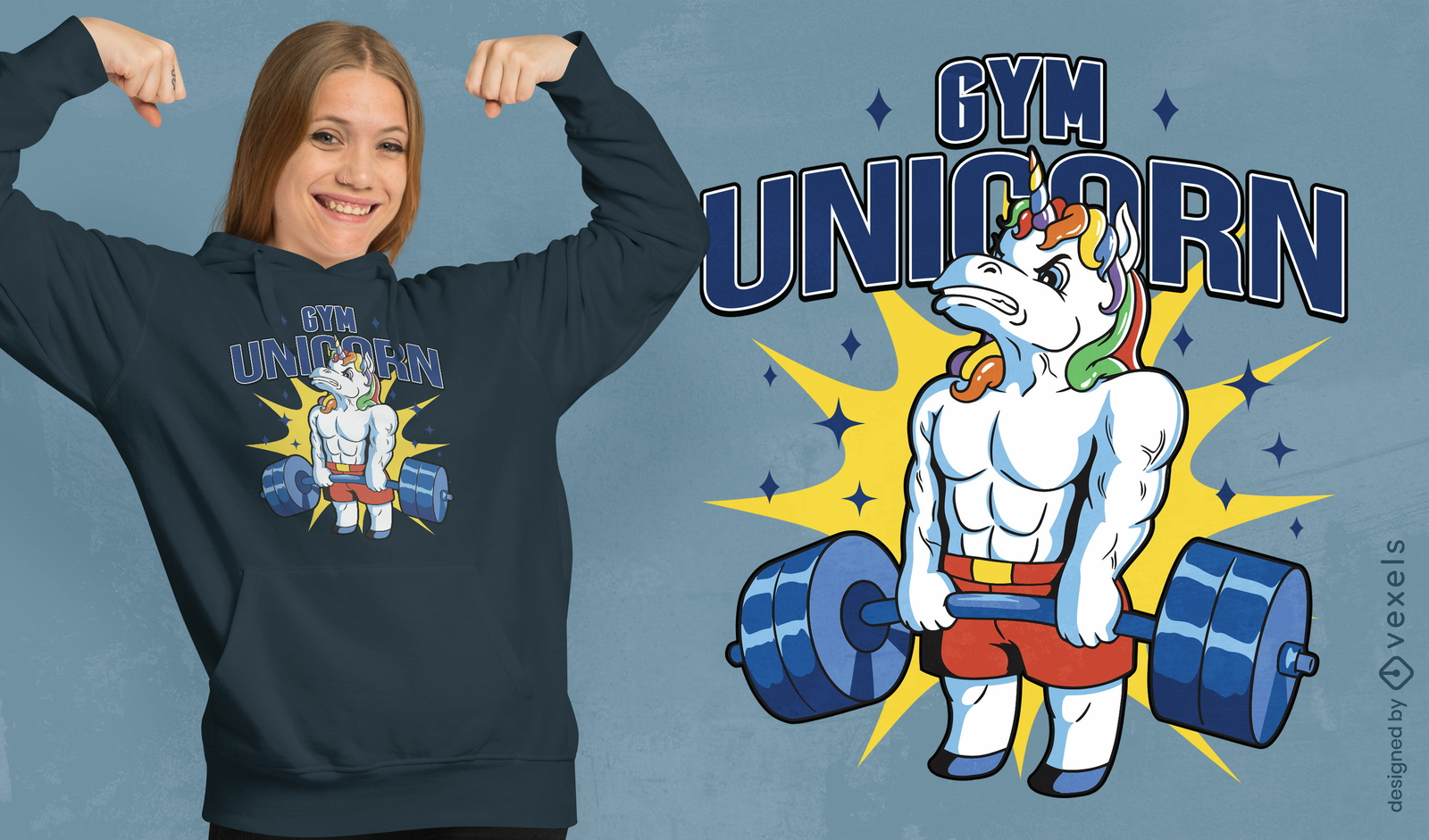 Diseño de camiseta fitness unicornio