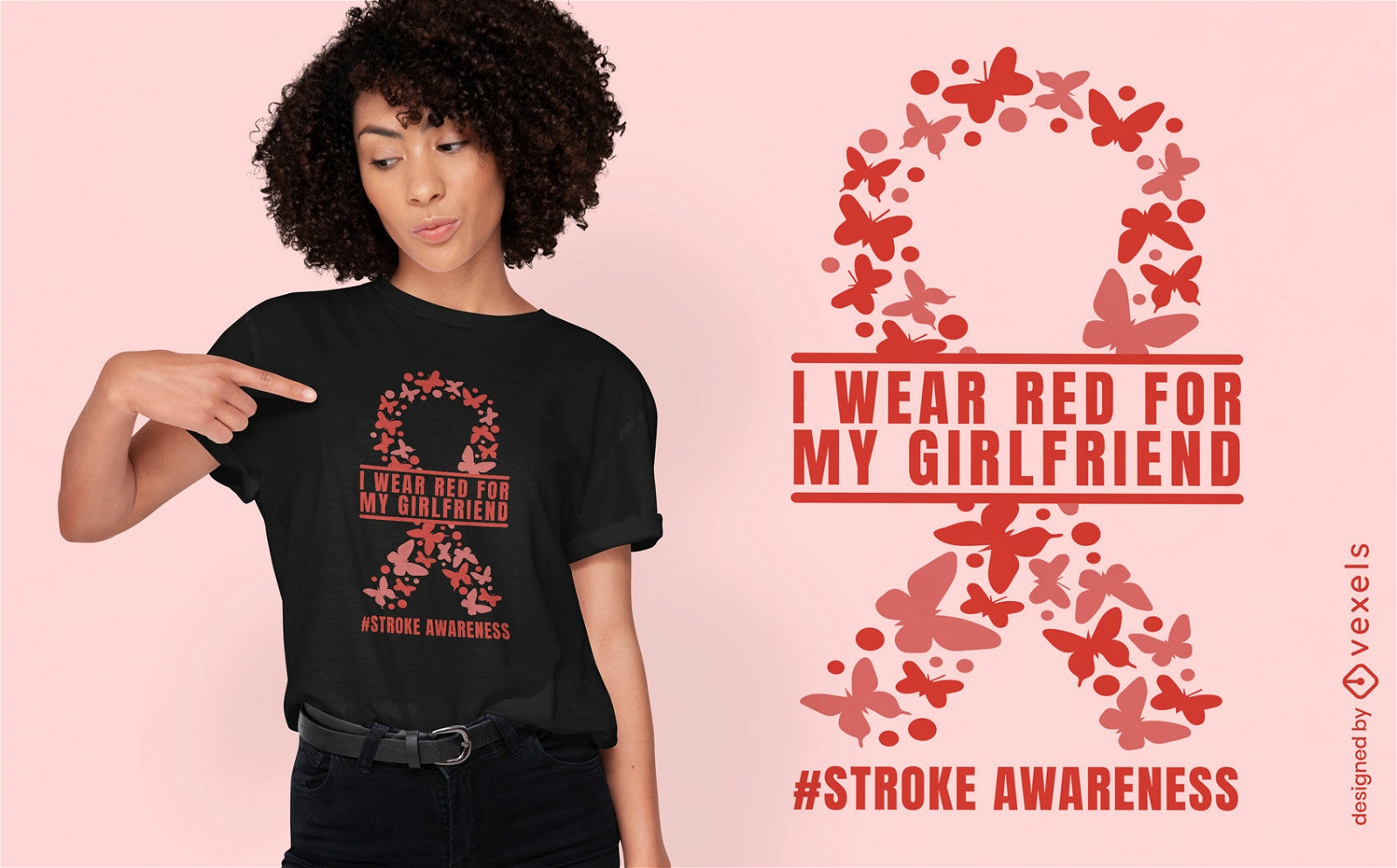 Stroke awareness girlfriend t-shirt design 