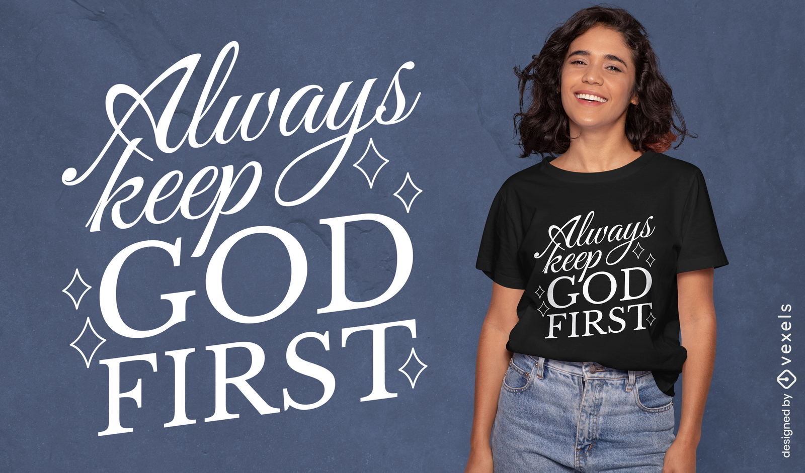 T-Shirt-Design mit religiöser Gottbeschriftung