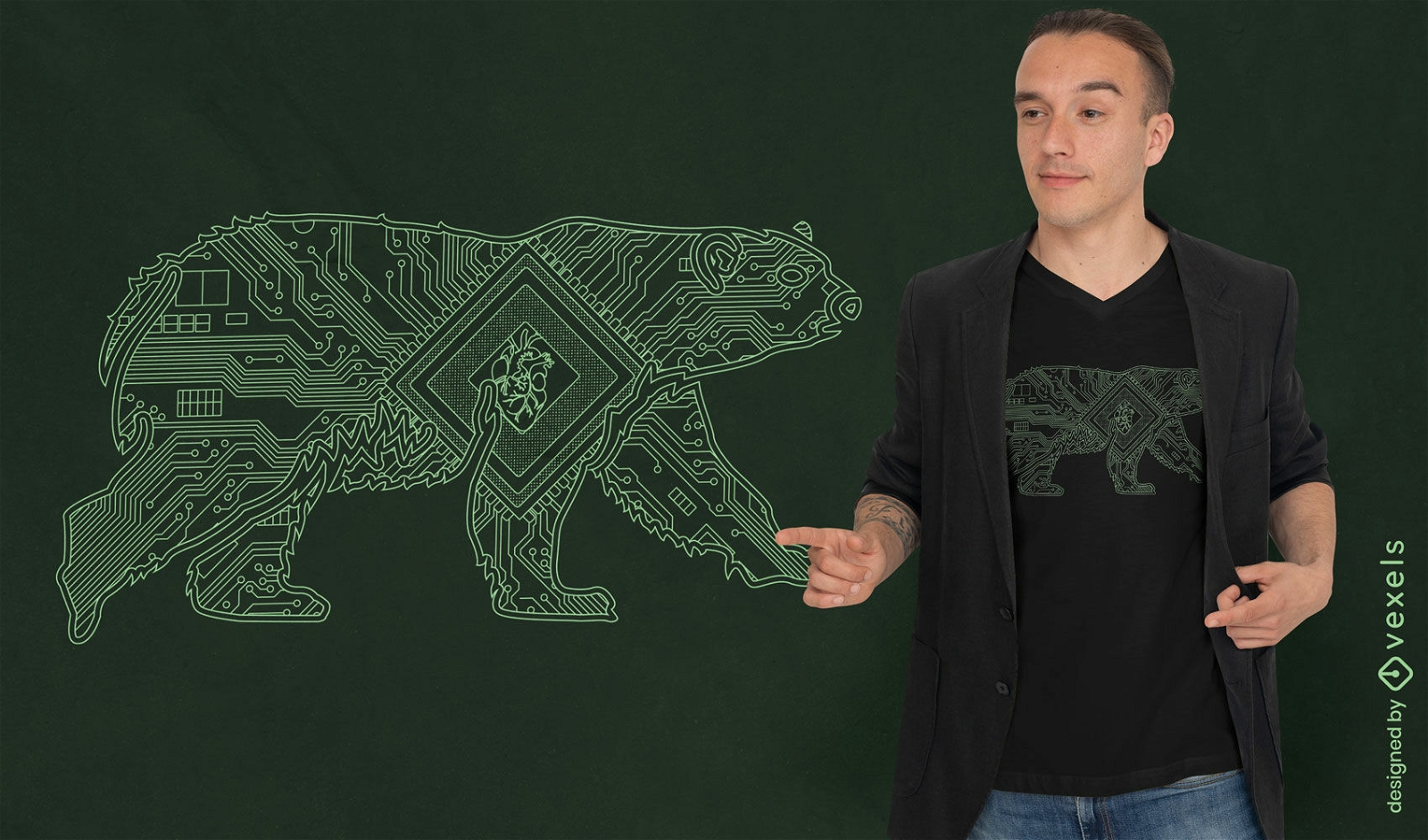 Circuit board bear technology t-shirt design
