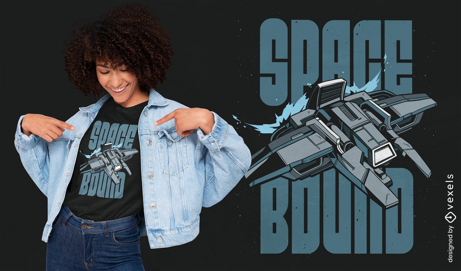 Diseño de camiseta con destino al espacio