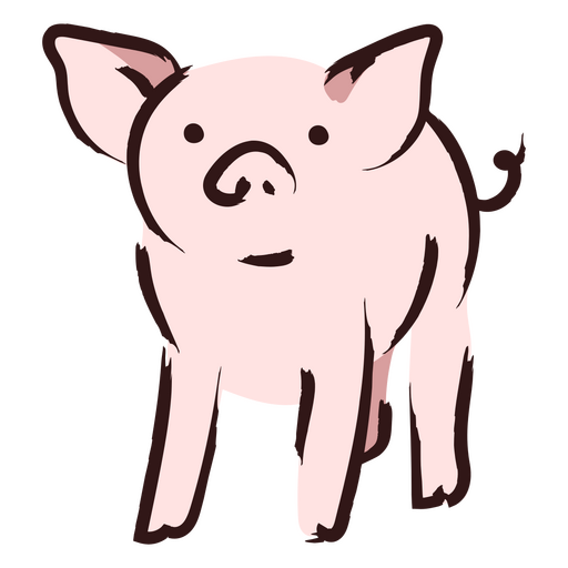 Porco rosa em p? Desenho PNG