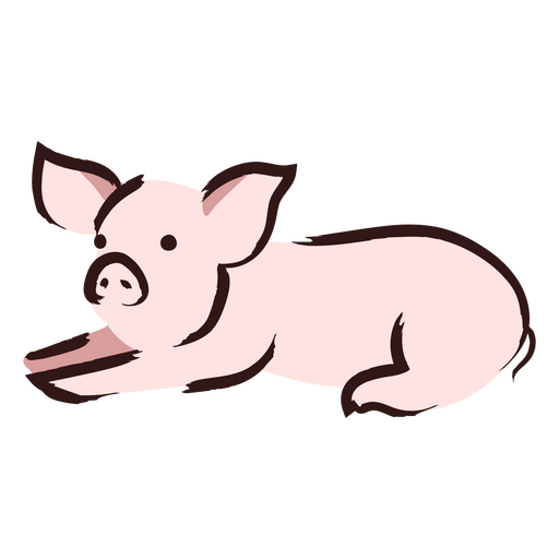 Cartoon pig laying down PNG Design