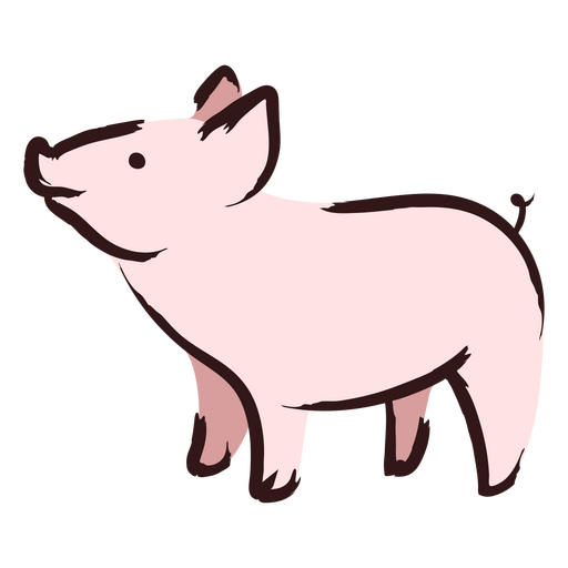Pink pig standing cute PNG Design