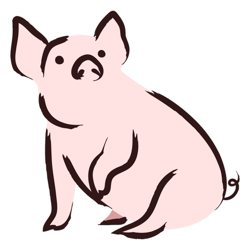 Cerdo rosa sentado Diseño PNG