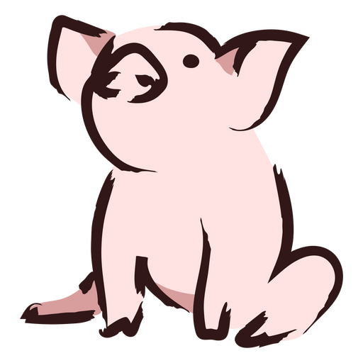 Cartoon-Schwein im Sitzen PNG-Design