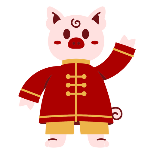 Cerdo de dibujos animados juguetón con atuendo tradicional Diseño PNG