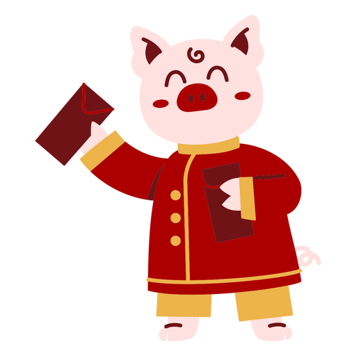 Verspielte Zeichentrickfigur Schwein feiert Neujahr PNG-Design