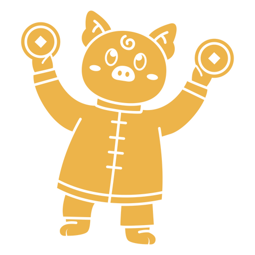 Design de personagem de porco brincalhão com moedas Desenho PNG