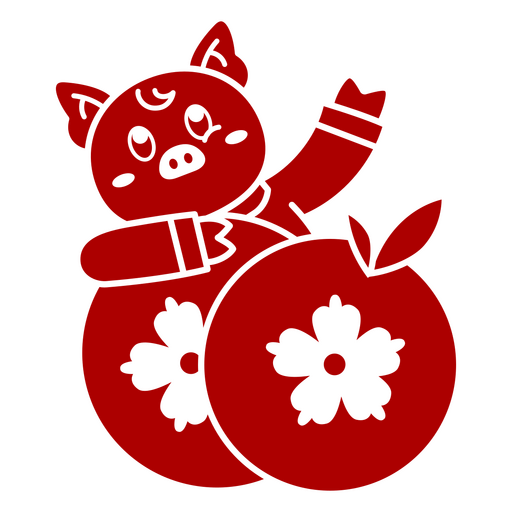 Verspieltes Schwein-Charakterdesign mit festlichen Früchten PNG-Design